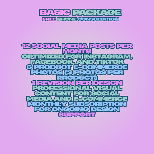 Basic Monthly Graphic Design Package for Social Media and E-Commerce