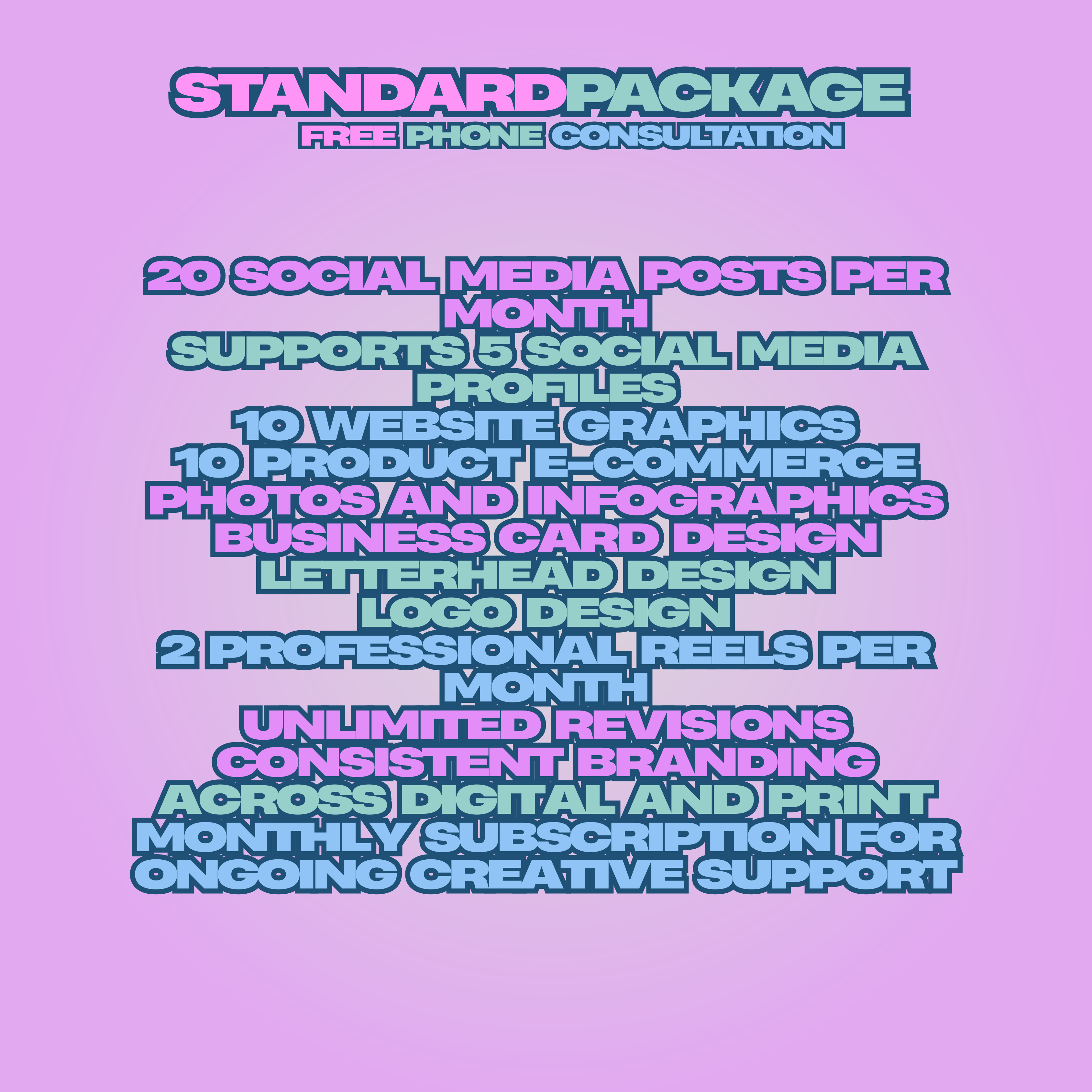 Standard Monthly Graphic Design Package for Social Media, E-Commerce, and Branding